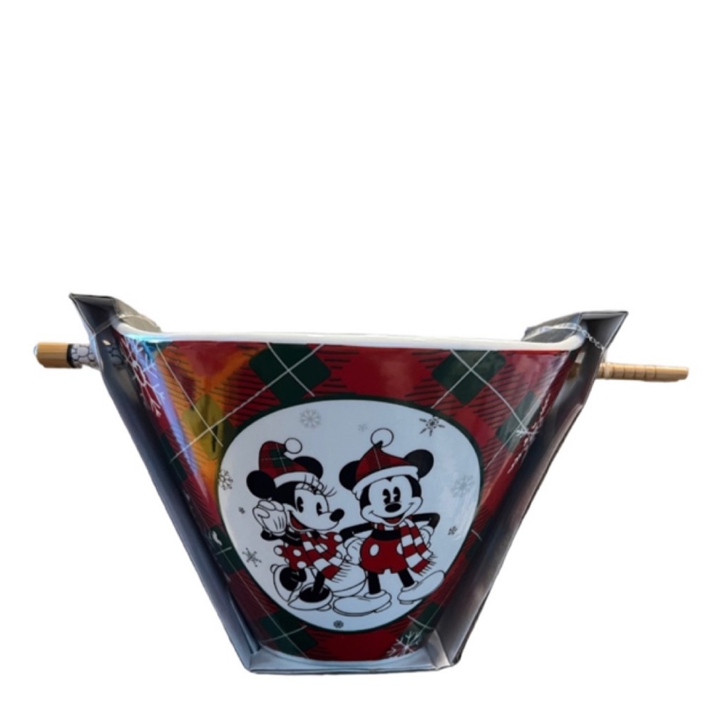Disney Mickey Mouse & Minnie Christmas Ramen Bowl & Chopsticks